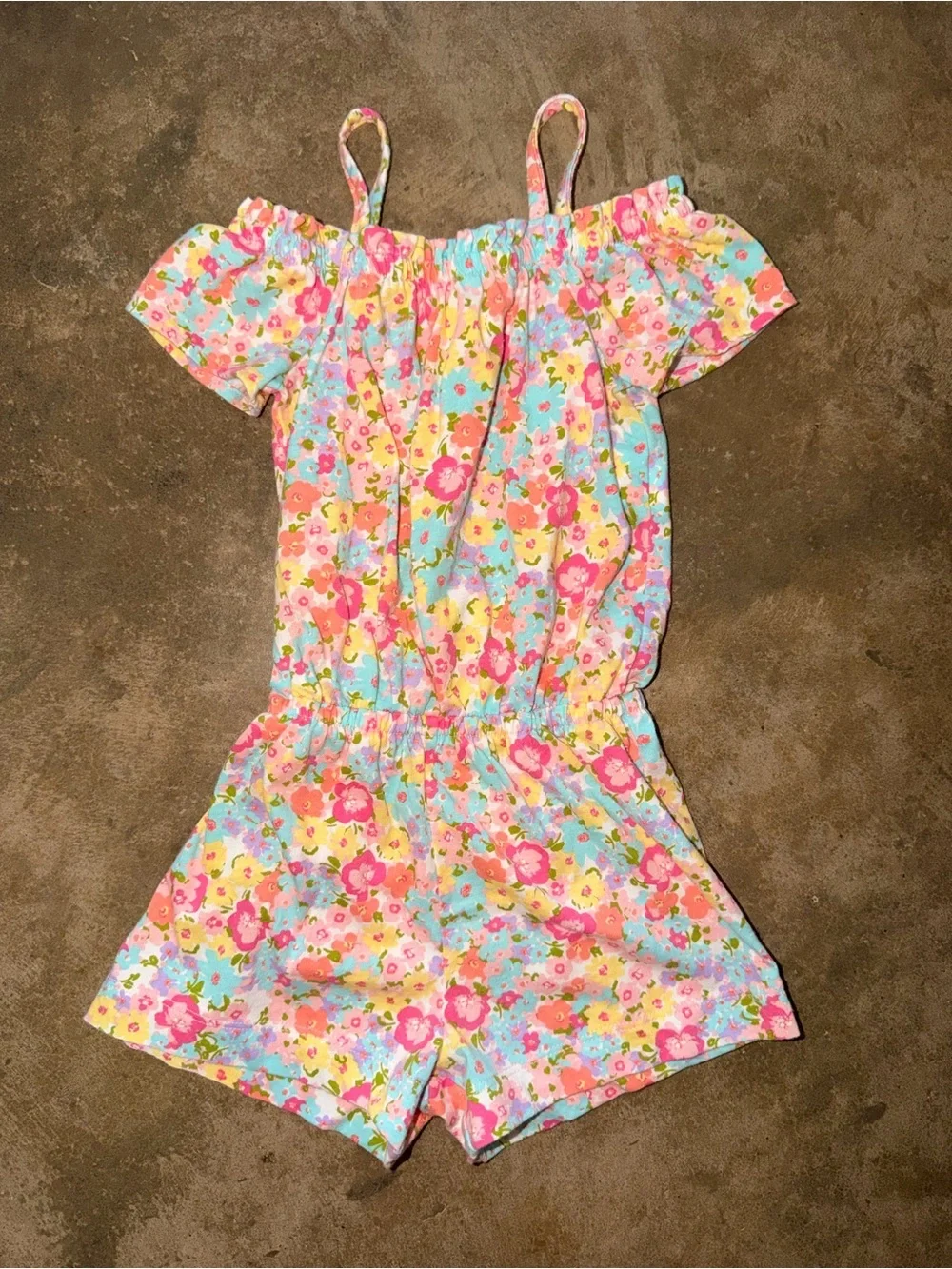 The Children’s Place Floral Cold Shoulder Romper 3T Fits 2T